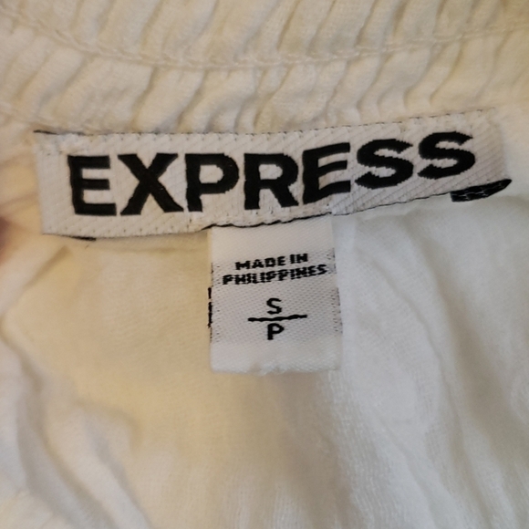 EXPRESS Skirt Elastic Waist Crochet Detail Women's Small S White Pleated Smocked - Picture 4 of 5